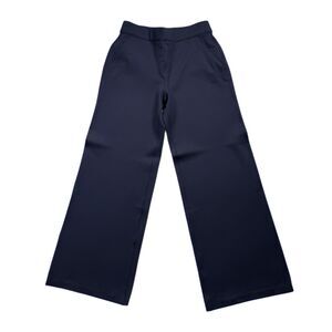 Spanx Womens Small Navy Blue Wide Leg Stretch Mid Rise Pull On Work Lounge Pants